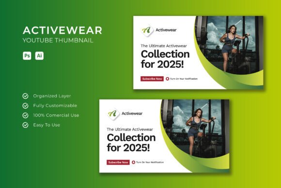 Activewear YouTube Thumbnail Design Templates