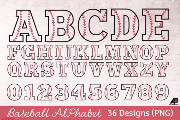 Baseball Alphabet PNG Sublimation for Creative Projects