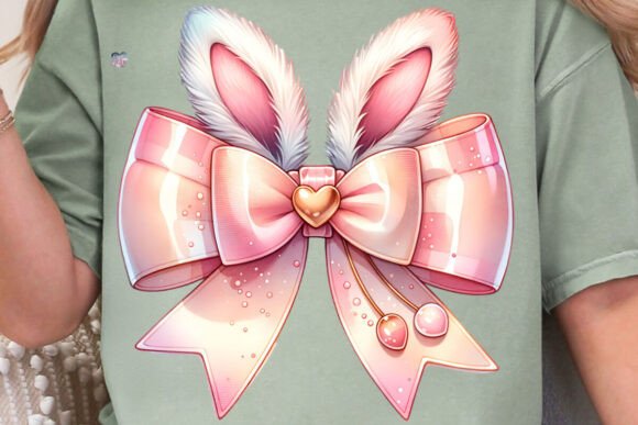 Easter Coquette Bow PNG Pink Bunny Ears
