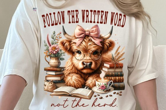 Follow the Written Word Highland Cow PNG