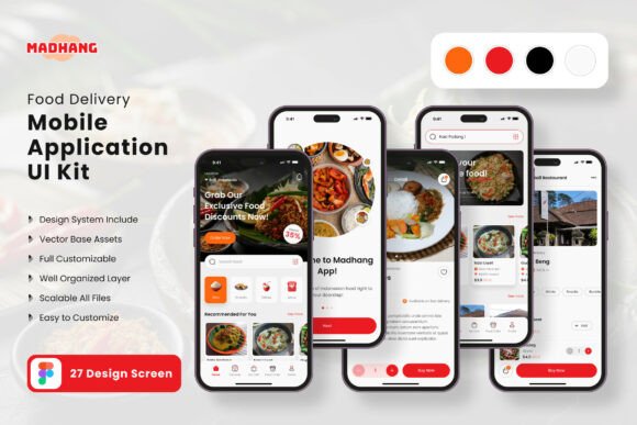 Food Delivery Application Mobile UI KIT: 27 Screens for Your App
