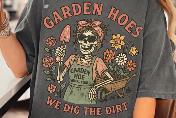 Garden Hoes Social Club PNG Skeleton: A Retro Gardening Design