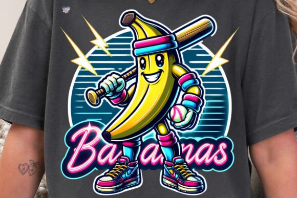 Let's Go Bananas Funny Baseball PNG for Apparel