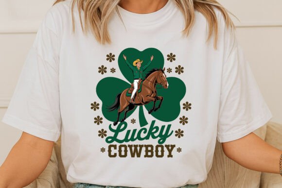 Lucky Cowboy on a Shamrock Horse: A Festive Design Asset