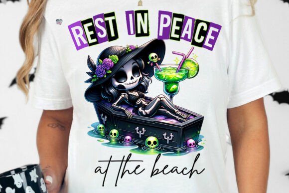 RIP Skeleton Beach PNG Coffin Floaty: Spooky Summer Clipart