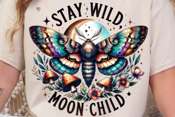 Stay Wild Moon Child Lunar Moth Moon PNG