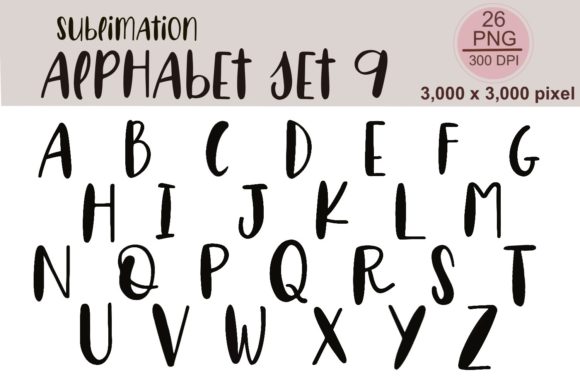 Sublimation Alphabet Set 9: Crisp Black Letterforms for Modern Creations