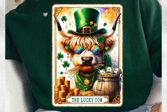 The Lucky Cow Tarot Card PNG for St. Patrick's Projects